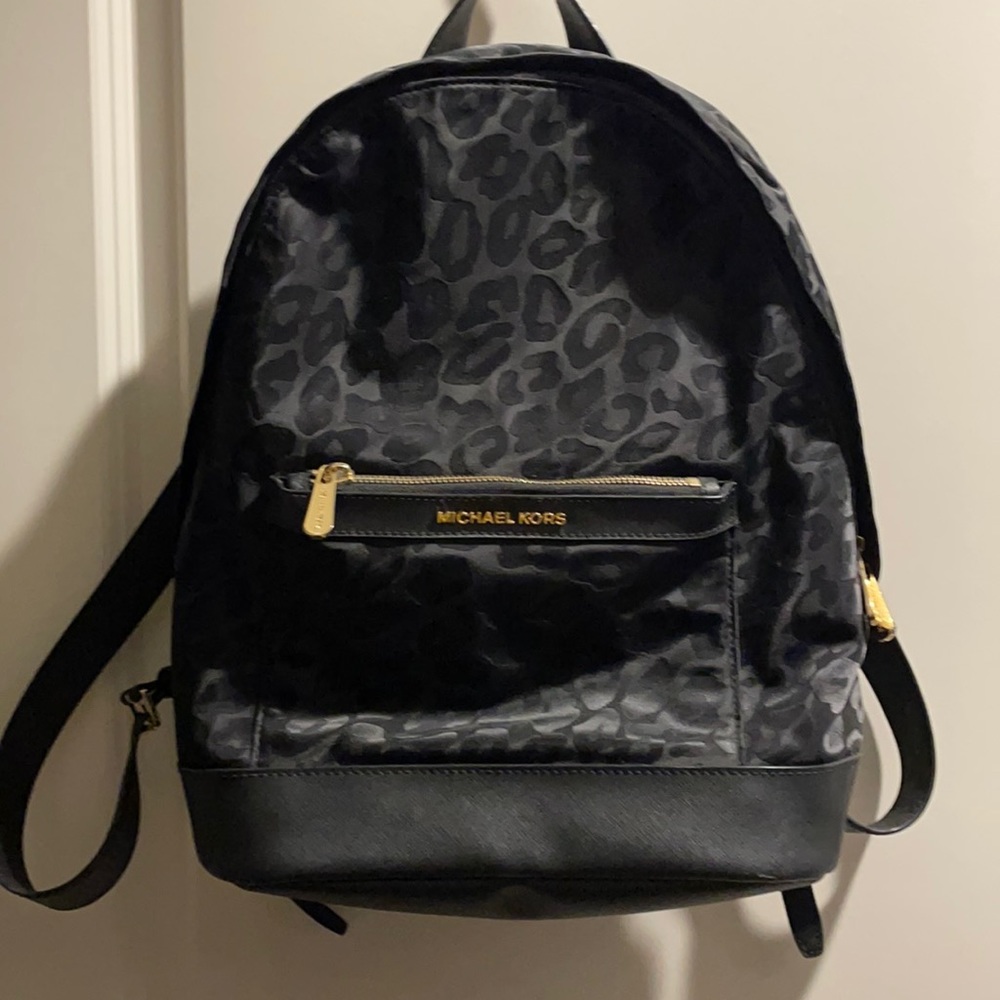 Michael Kors Black Leopard Backpack